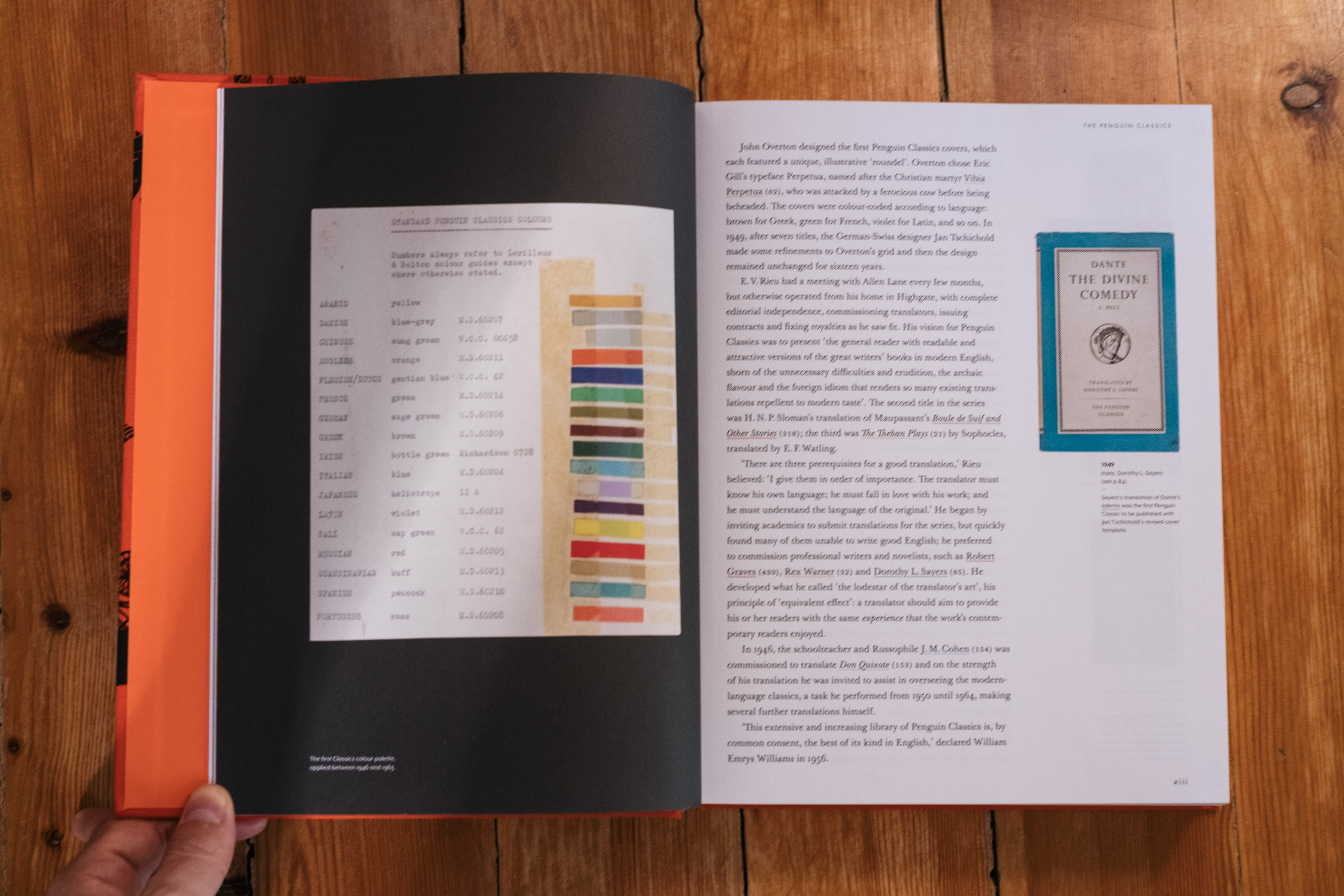 Página XII de 'The Penguin Classics Book' donde se muestra el esquema de color utilizado por esta colección.
